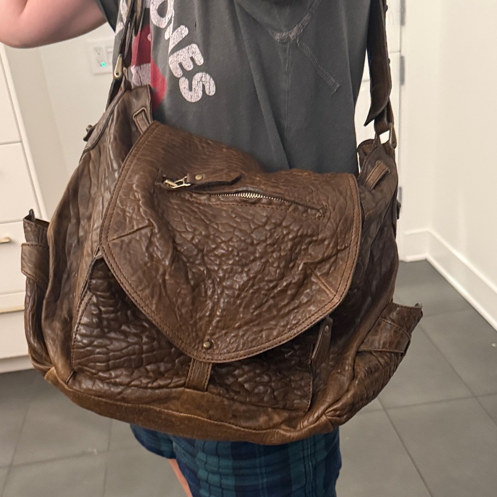 Brown Textured Lambskin Leather ISABEL MARANT Shoulder Bag